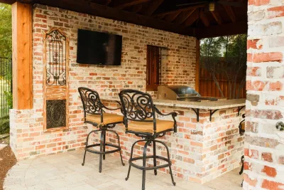 Frisco, TX. New Orleans Style Outdoor Kitchen & Cabana — Landscape Construction project by Dallas Outdoor Kitchens & Hardscape