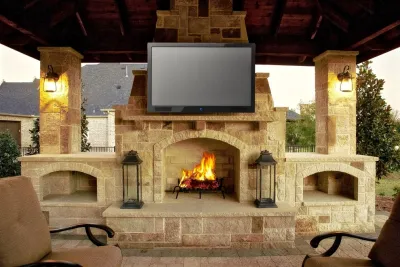 Prosper, TX Cabana & Fireplace — Landscape Construction project by Dallas Outdoor Kitchens & Hardscape