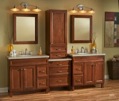 Soho Cherry Bourbon Vanity — Kitchen Remodeling project by Haas Cabinets