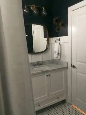 Southport Coastal Cottage Guest Bathroom — Kitchen Remodeling project by Bekah Wagner Design