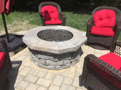Patios with a Fire Pits — Landscape Construction project by Dreamscape Designers Landscape Company in Virginia Beach