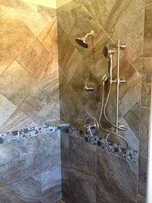 Modern Neutral Nook Shower (Oklahoma) — Custom Home Builders project by Divine Homes, LLC