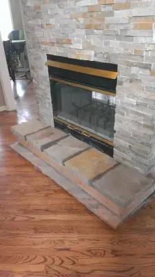 Layered Stone Hearth — Kitchen Remodeling project by Tile KC