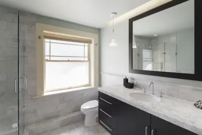 The Westlake Village White Bathroom — Kitchen Remodeling project by Metropolis Drafting And Construction Inc