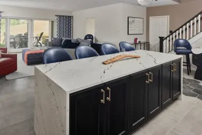 Revamping a Basement Bar with Tiled Features and a Wine Cellar — Kitchen Remodeling project by ACo Flooring, Cabinets, Kitchen & Bath Remodel