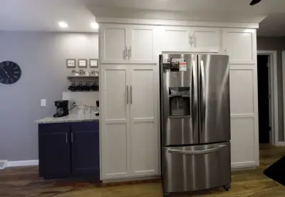 Blue Lower Cabinet Transitional Kitchen — Kitchen Remodeling project by Home Sweet Home Remodeling