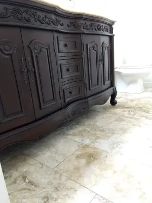 Travertine Restroom — Kitchen Remodeling project by C.F. Master Craft Construction LLC