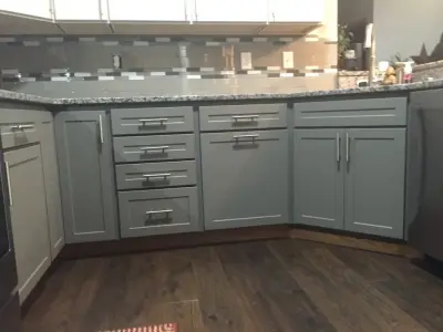 Dual Hue Kitchen Door Replacement in "Mist" & "Gauntlet" Laminate — Kitchen Remodeling project by Kitchen Solvers Of Madison