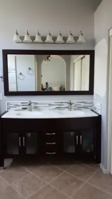 Multi-Colored Backsplash Bathroom Renovation — Kitchen Remodeling project by Henle Construction, Inc.