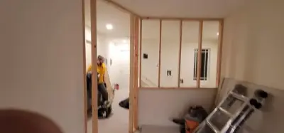 Wall Construction and Door Setup — Kitchen Remodeling project by Handyman Rescue Team