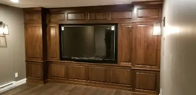 Walnut Panel Home Theater — Kitchen Remodeling project by Straight Edge Construction Group