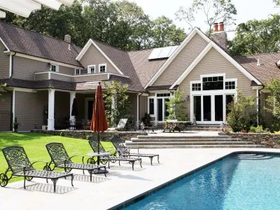 Muttontown Traditional Swimming Pool and Patio — Landscape Construction project by Emil Kreye & Son Inc.