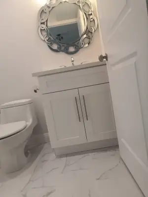 Sherman Oaks CA White Bathroom Renovation — Kitchen Remodeling project by California Kitchen Gallery