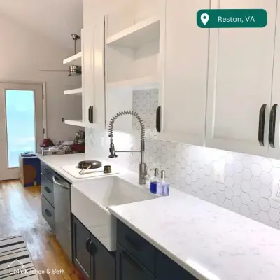 White Hexagonal Tile Backsplash — Kitchen Remodeling project by My Kitchen And Bath