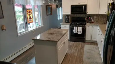 Chevron Backsplash Transitional Kitchen — Kitchen Remodeling project by July's Quality Construction & Remodeling