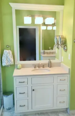 Crisp Apple Green and White Marble Bathroom — Kitchen Remodeling project by Rothgangel Cabinetry And Home Improvement