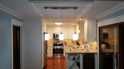 Coffered Ceiling White Shaker Kitchen Renovation — Kitchen Remodeling project by Straight Edge Construction Group