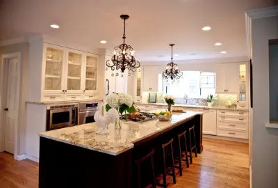 Classic White with Dark Island Breakfast Bar — Kitchen Remodeling project by Dream House Dream Kitchens