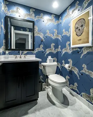 Bold Powder Room - Short Hills, NJ — Kitchen Remodeling project by KraftMaster Renovations