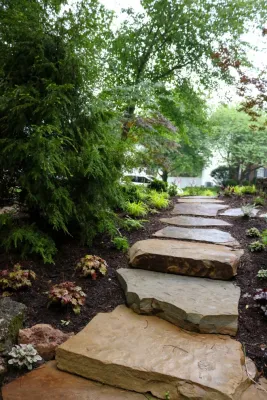 Natural Stone Walkway for Drainage Solution — Landscape Construction project by Frisella Landscape Group