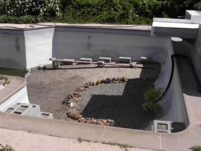 Swimming pool conversion to natural pond — Landscape Construction project by Gaia Creations