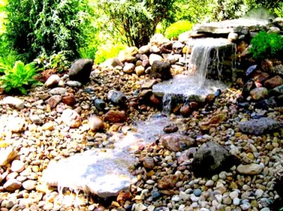 Stone Waterfall — Landscape Construction project by Ganshert Nursery & Landscapes