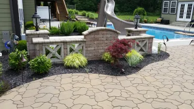 Pool Stone Surround — Landscape Construction project by Goetz Landscaping