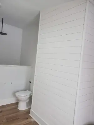 Contemporary Farmhouse Bathroom by Deborah Roides Interior Design