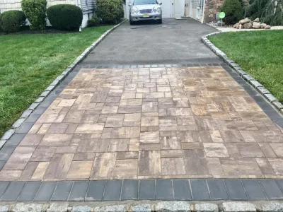 Drivway Apron with Cambridge pavers — Landscape Construction project by Green Acres Landscaping, Design, Irrigation & Con
