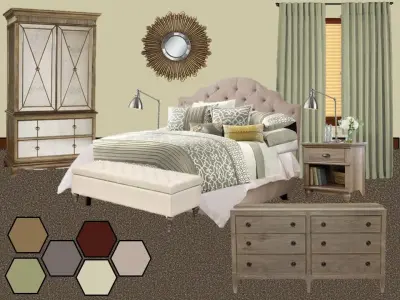 Comfortable Primary Bedroom — Interior Design & Decorating project by Natalie Massie