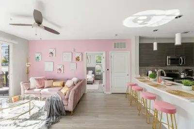 Chic Pink Apartment: Complete AirBNB Design Service — Interior Design & Decorating project by Interiors À La Mode, LLC