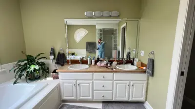 Eco-Friendly Bathroom with a Scenic View — Interior Design & Decorating project by Dust To Diamonds Designs
