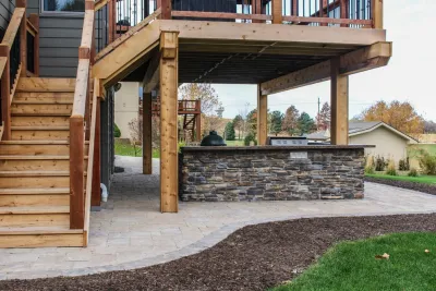 Picturesque Outdoor Kitchen and Patio — Landscape Construction project by Groundscapes, Inc. in Gretna
