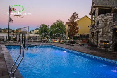 Majestic Day and Night Private Swimming Pool — Landscape Construction project by Groundscapes, Inc.