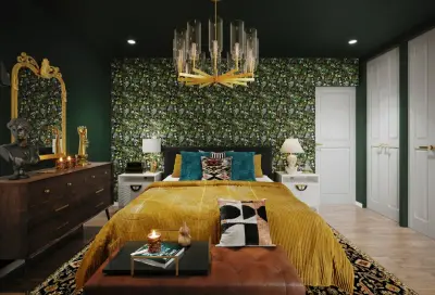 Eclectic Bedroom in Moody Emerald by K&B Interiors