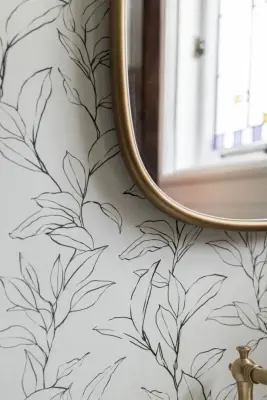 Powder Room at Mountain Lakes Historical Home — Interior Design & Decorating project by Grayscale Homes