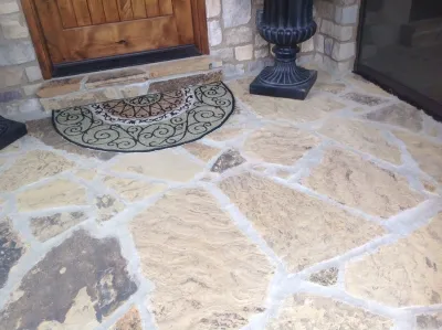 Natural Stone Porch — Landscape Construction project by Hackman Lawn & Landscape