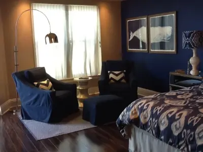 Seaside Bedroom in Navy and White by Mineral City