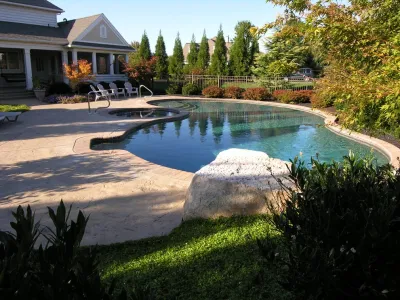 Private Swimming Pool in Small Space — Landscape Construction project by Hanselman Landscape And Gardens in Lancaster
