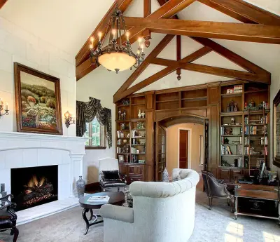 Renovation of a Traditional Home Library in Plano by Kathleen Newhouse Interiors
