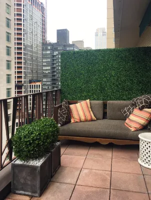 Manhattan Apartment Terrace — Landscape Design project by Brooklyn West - Artificial Boxwood Hedges in New York