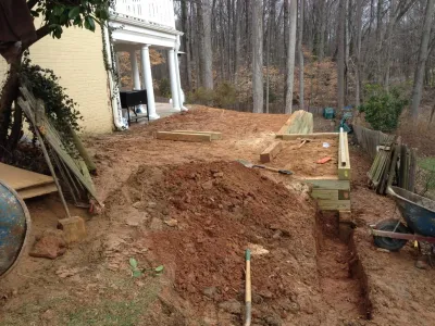 Pressure Treated Timber Wall - McLean, VA — Landscape Construction project by HEMAX Construction Services & Landscaping, LLC