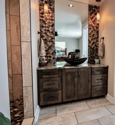 Modern Asian-Inspired Bathroom — Interior Design & Decorating project by Annmari's Design, LLC