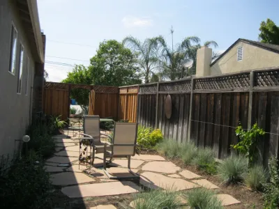 Front & Backyard with Native Plants & Flagstone Patio — Landscape Construction project by Hortus Design Sustainable Landscapes in Campbell