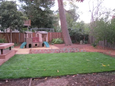Shady Front Yard & Backyard with Play Area by Hortus Design Sustainable Landscapes