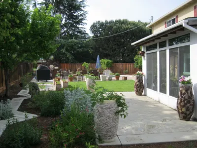 Backyard with Vegetable Garden & Pool Area by Hortus Design Sustainable Landscapes