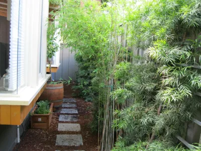 Shady Backyard with Water Feature, Trellis, & Raised Bed — Landscape Construction project by Hortus Design Sustainable Landscapes in Palo Alto