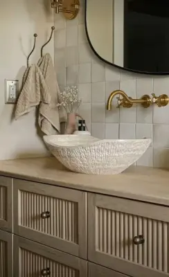 Restroom by Interiors By Design, LLC
