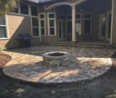 Patio With Fire Pit by Hyer Quality Hardscape & Landscape