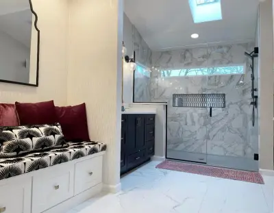 Restroom renovation by Amena Zamora Designs